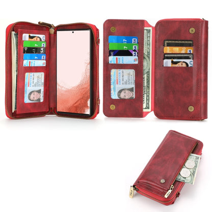 For Samsung Galaxy S22+ 5G Crossbody Multi-functional Zipper Wallet Leather Phone Case(Red) - Galaxy S22+ 5G Cases by buy2fix | Online Shopping UK | buy2fix