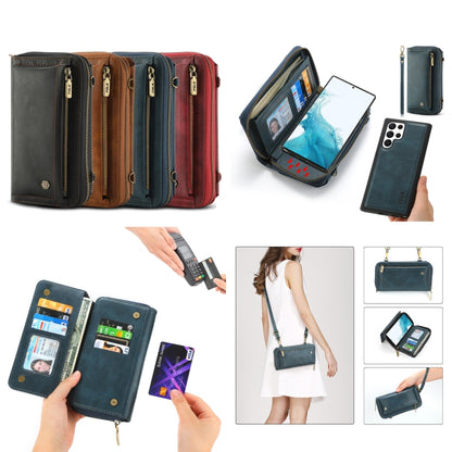 For Samsung Galaxy S22+ 5G Crossbody Multi-functional Zipper Wallet Leather Phone Case(Red) - Galaxy S22+ 5G Cases by buy2fix | Online Shopping UK | buy2fix