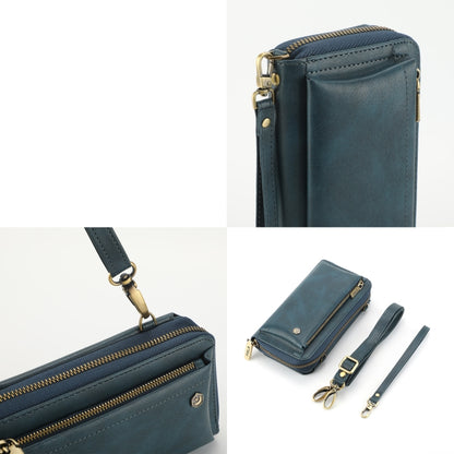 For Samsung Galaxy Note20 Crossbody Multi-functional Zipper Wallet Leather Phone Case(Green) - Galaxy Note20 Cases by buy2fix | Online Shopping UK | buy2fix