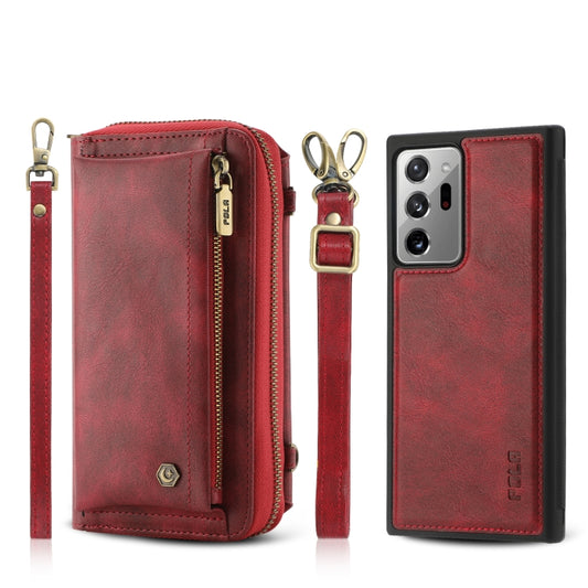 For Samsung Galaxy Note20 Crossbody Multi-functional Zipper Wallet Leather Phone Case(Red) - Galaxy Note20 Cases by buy2fix | Online Shopping UK | buy2fix