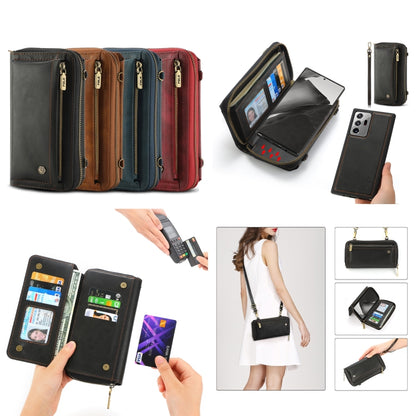 For Samsung Galaxy Note20 Crossbody Multi-functional Zipper Wallet Leather Phone Case(Red) - Galaxy Note20 Cases by buy2fix | Online Shopping UK | buy2fix