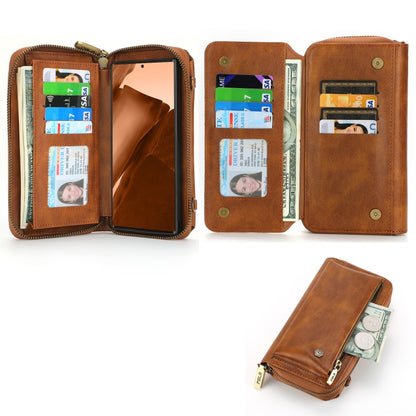 For Samsung Galaxy Note20 Ultra Crossbody Multi-functional Zipper Wallet Leather Phone Case(Brown) - Galaxy Note20 Ultra Cases by buy2fix | Online Shopping UK | buy2fix