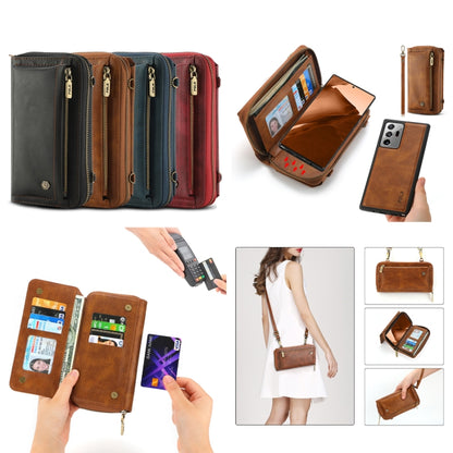 For Samsung Galaxy Note20 Ultra Crossbody Multi-functional Zipper Wallet Leather Phone Case(Brown) - Galaxy Note20 Ultra Cases by buy2fix | Online Shopping UK | buy2fix