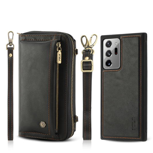 For Samsung Galaxy Note20 Ultra Crossbody Multi-functional Zipper Wallet Leather Phone Case(Black) - Galaxy Note20 Ultra Cases by buy2fix | Online Shopping UK | buy2fix