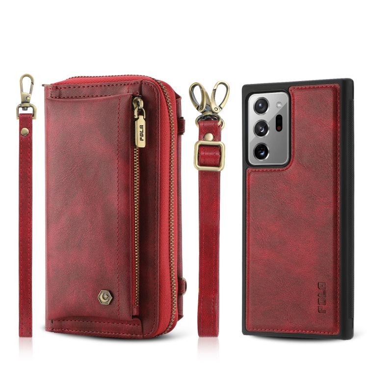 For Samsung Galaxy Note20 Ultra Crossbody Multi-functional Zipper Wallet Leather Phone Case(Red) - Galaxy Note20 Ultra Cases by buy2fix | Online Shopping UK | buy2fix