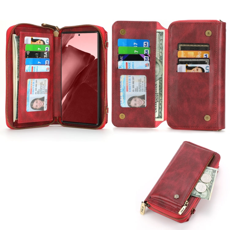For Samsung Galaxy Note20 Ultra Crossbody Multi-functional Zipper Wallet Leather Phone Case(Red) - Galaxy Note20 Ultra Cases by buy2fix | Online Shopping UK | buy2fix