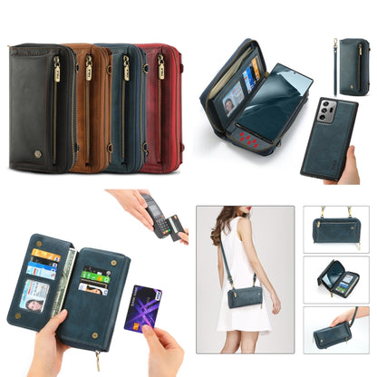 For Samsung Galaxy Note20 Ultra Crossbody Multi-functional Zipper Wallet Leather Phone Case(Red) - Galaxy Note20 Ultra Cases by buy2fix | Online Shopping UK | buy2fix