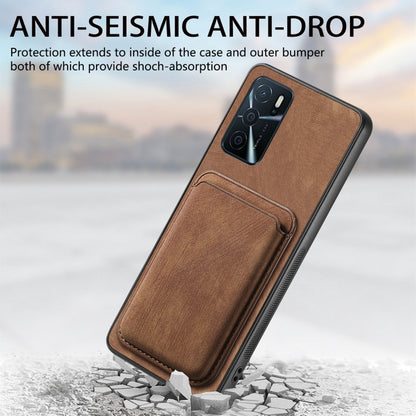 For OPPO A58 4G Retro Leather Card Bag Magnetic Phone Case(Brown) by buy2fix