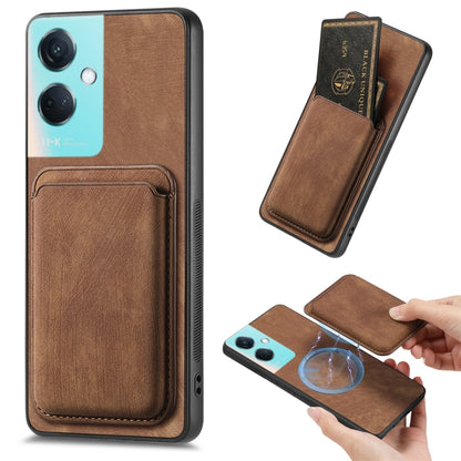 For OPPO K11 5G Retro Leather Card Bag Magnetic Phone Case(Brown) by buy2fix