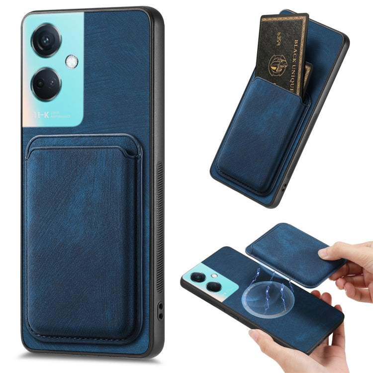 For OPPO K11 5G Retro Leather Card Bag Magnetic Phone Case(Blue) by buy2fix
