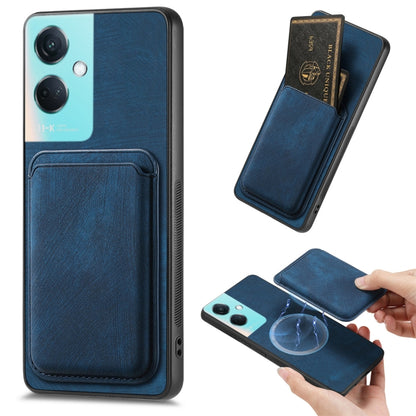 For OPPO K11 5G Retro Leather Card Bag Magnetic Phone Case(Blue) by buy2fix