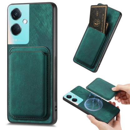 For OPPO K11 5G Retro Leather Card Bag Magnetic Phone Case(Green) by buy2fix