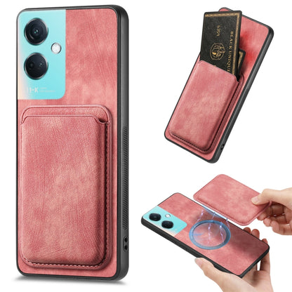 For OPPO K11 5G Retro Leather Card Bag Magnetic Phone Case(Pink) by buy2fix