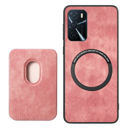 For OPPO K11 5G Retro Leather Card Bag Magnetic Phone Case(Pink) by buy2fix