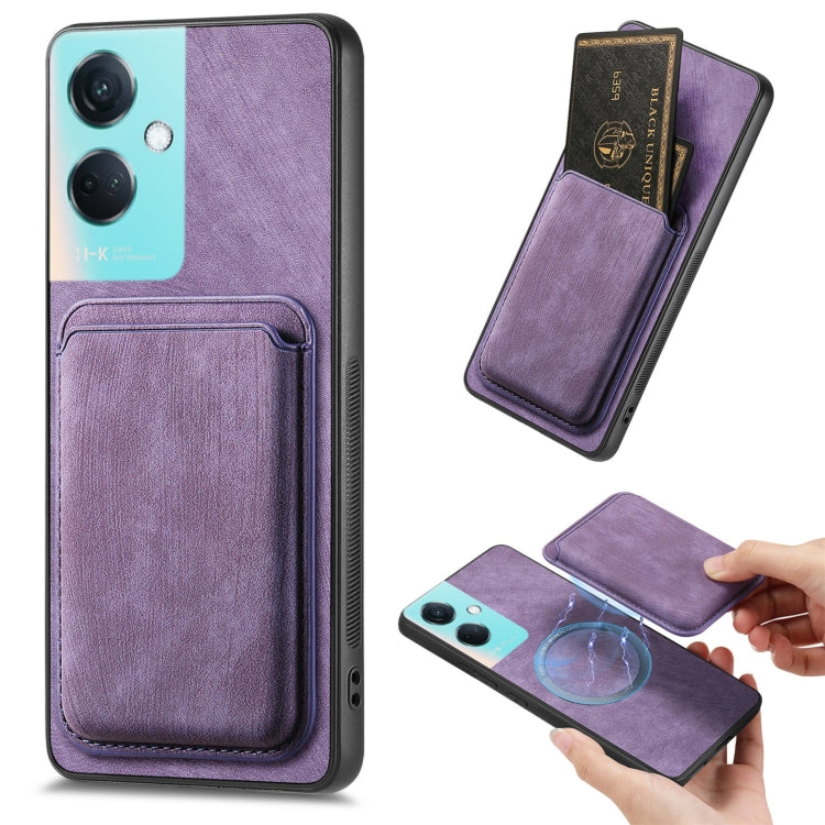 For OPPO K11 5G Retro Leather Card Bag Magnetic Phone Case(Purple) by buy2fix