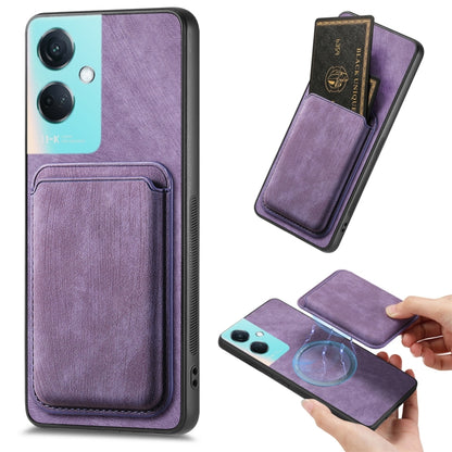 For OPPO K11 5G Retro Leather Card Bag Magnetic Phone Case(Purple) by buy2fix