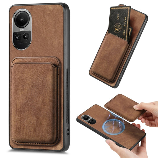 For OPPO Reno10 Global Retro Leather Card Bag Magnetic Phone Case(Brown) by buy2fix