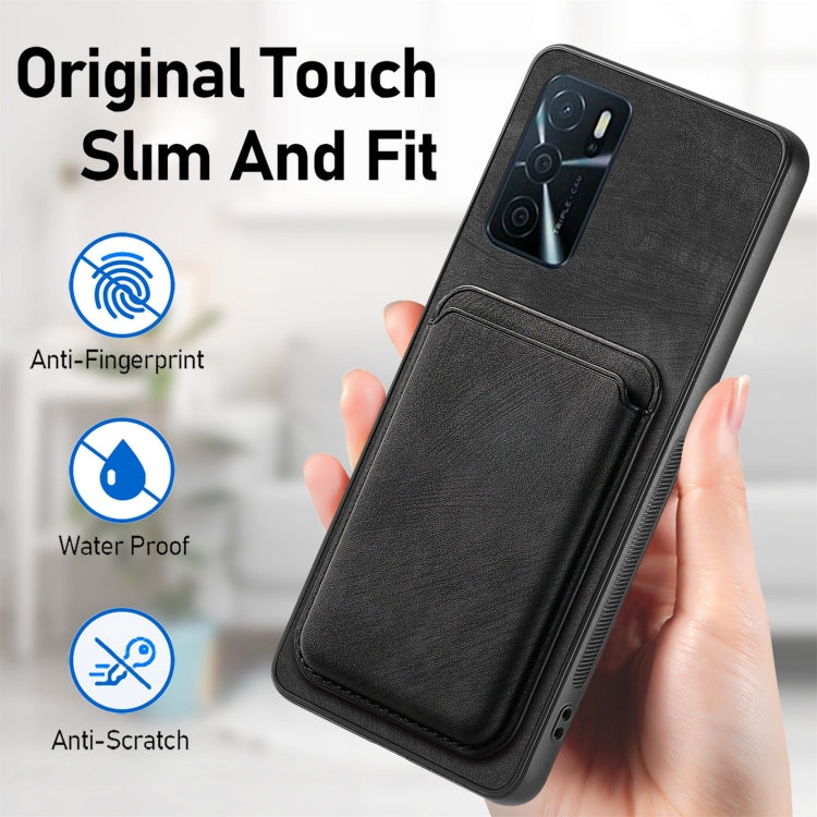 For OPPO Reno10 Global Retro Leather Card Bag Magnetic Phone Case(Black) by buy2fix