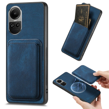 For OPPO Reno10 Pro Global Retro Leather Card Bag Magnetic Phone Case(Blue) by buy2fix