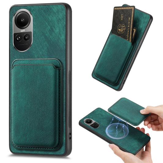 For OPPO Reno10 Pro Global Retro Leather Card Bag Magnetic Phone Case(Green) by buy2fix