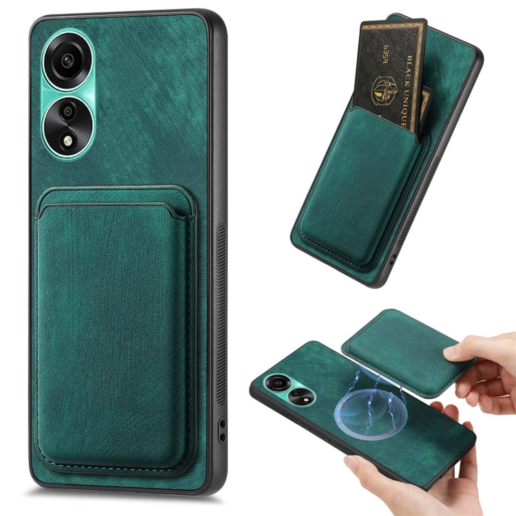 For OPPO A78 4G Retro Leather Card Bag Magnetic Phone Case(Green) by buy2fix