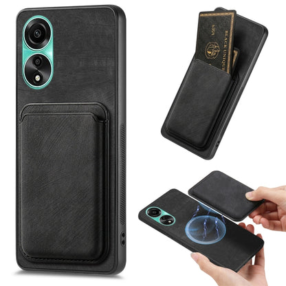 For OPPO A78 4G Retro Leather Card Bag Magnetic Phone Case(Black) by buy2fix