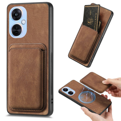 For OPPO K11X 5G Retro Leather Card Bag Magnetic Phone Case(Brown) by buy2fix