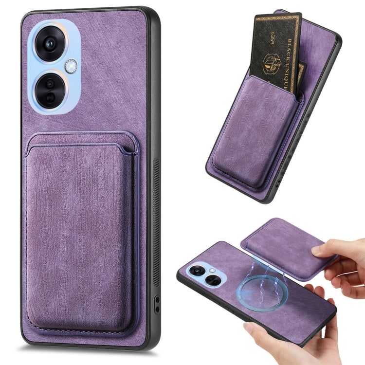 For OPPO K11X 5G Retro Leather Card Bag Magnetic Phone Case(Purple) by buy2fix