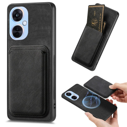 For OPPO K11X 5G Retro Leather Card Bag Magnetic Phone Case(Black) by buy2fix