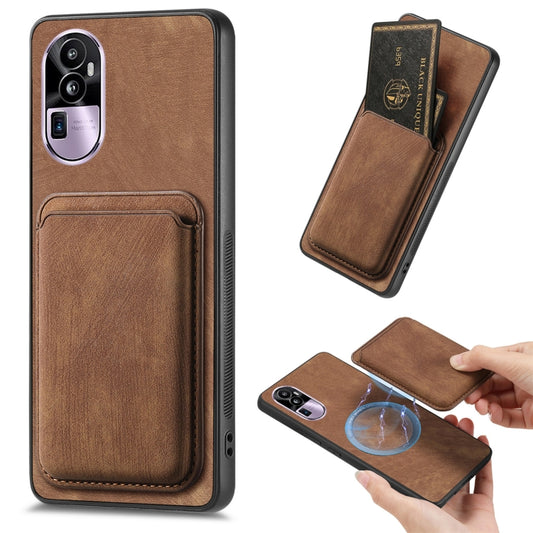 For OPPO Reno10 Pro+ Retro Leather Card Bag Magnetic Phone Case(Brown) by buy2fix