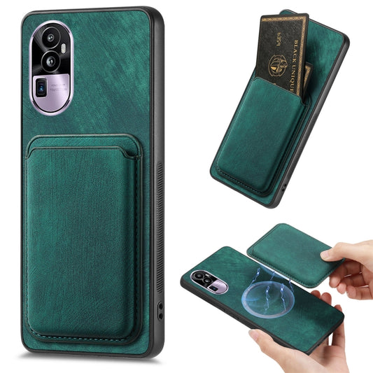 For OPPO Reno10 Pro+ Retro Leather Card Bag Magnetic Phone Case(Green) by buy2fix