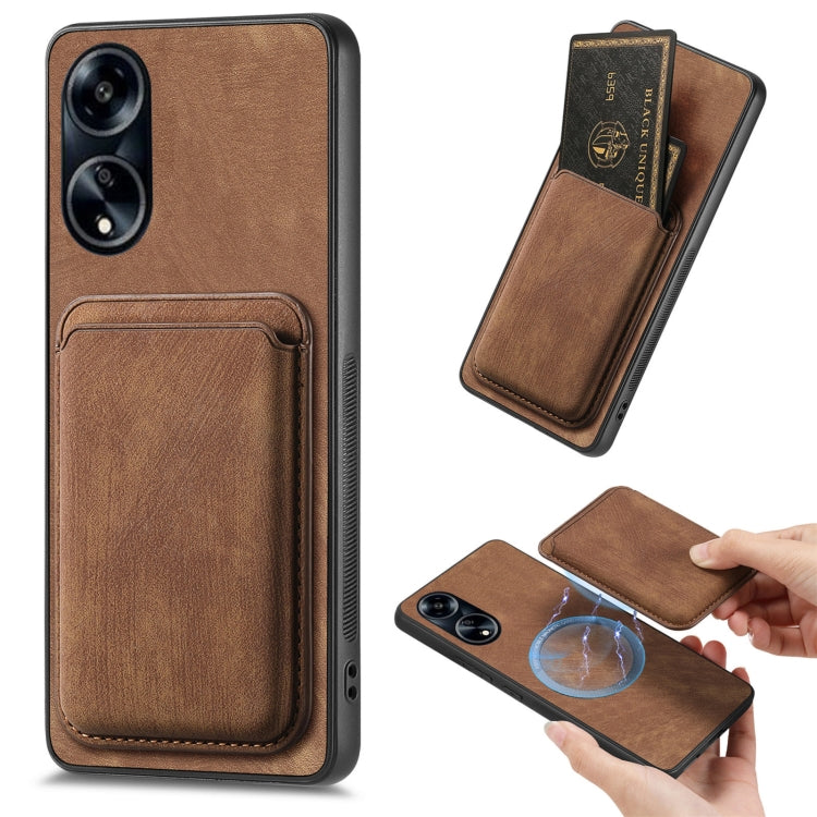 For OPPO A1 5G Retro Leather Card Bag Magnetic Phone Case(Brown) by buy2fix
