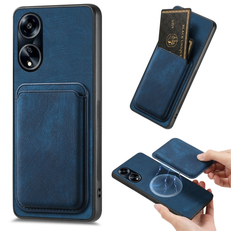 For OPPO A1 5G Retro Leather Card Bag Magnetic Phone Case(Blue) by buy2fix