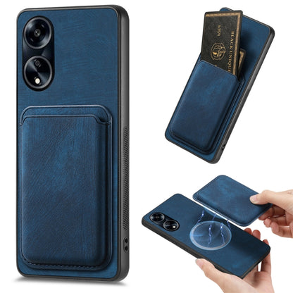 For OPPO A1 5G Retro Leather Card Bag Magnetic Phone Case(Blue) by buy2fix