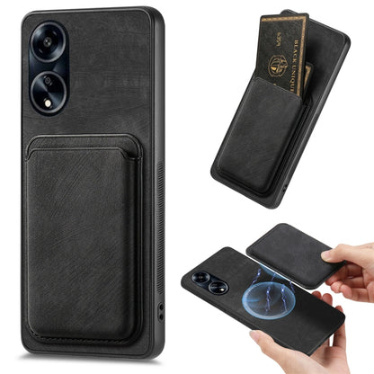 For OPPO A1 5G Retro Leather Card Bag Magnetic Phone Case(Black) by buy2fix