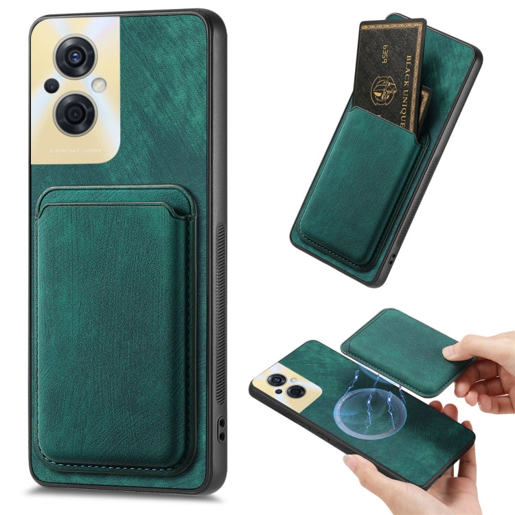 For OPPO Reno8 Z Retro Leather Card Bag Magnetic Phone Case(Green) by buy2fix