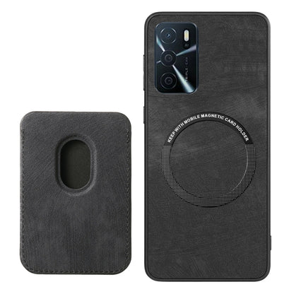 For OPPO Reno8 Z Retro Leather Card Bag Magnetic Phone Case(Black) by buy2fix