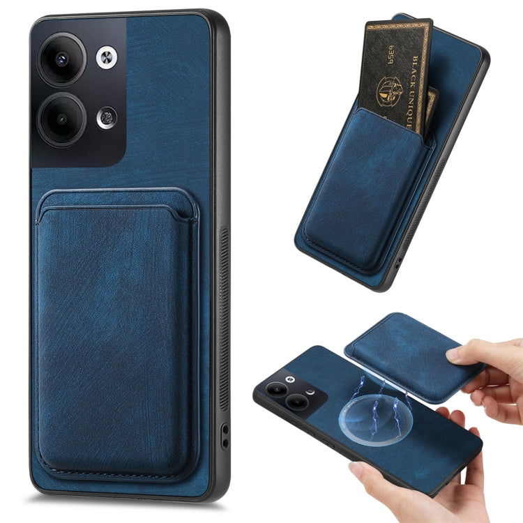 For OPPO Reno9 5G Retro Leather Card Bag Magnetic Phone Case(Blue) by buy2fix