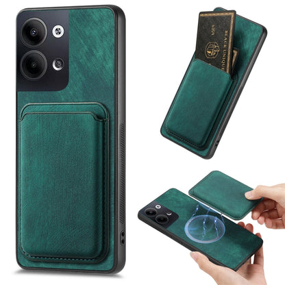 For OPPO Reno9 5G Retro Leather Card Bag Magnetic Phone Case(Green) by buy2fix