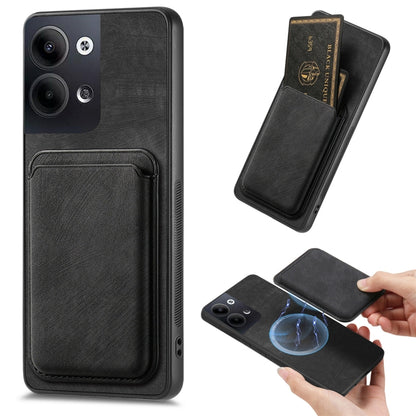 For OPPO Reno9 5G Retro Leather Card Bag Magnetic Phone Case(Black) by buy2fix