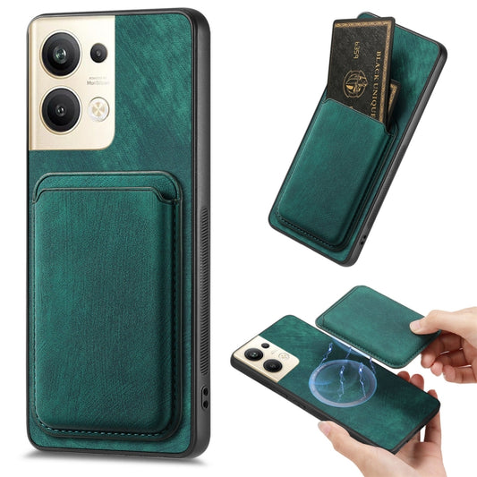 For OPPO Reno9 Pro+ 5G Retro Leather Card Bag Magnetic Phone Case(Green) by buy2fix
