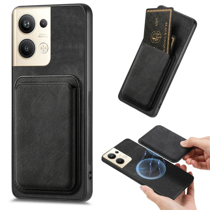 For OPPO Reno9 Pro+ 5G Retro Leather Card Bag Magnetic Phone Case(Black) by buy2fix