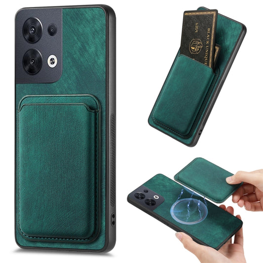 For OPPO Reno8 5G Retro Leather Card Bag Magnetic Phone Case(Green) by buy2fix