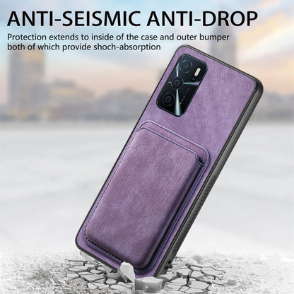 For OPPO Reno8 5G Retro Leather Card Bag Magnetic Phone Case(Purple) by buy2fix