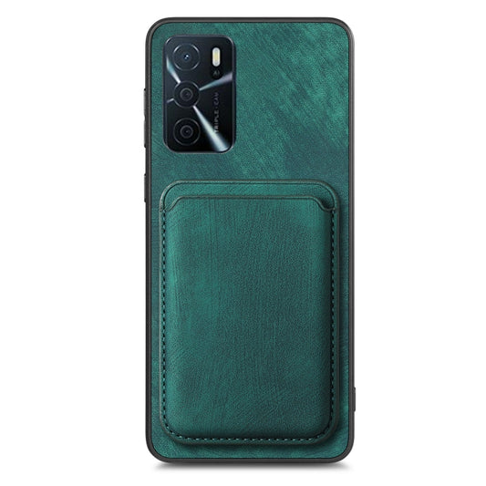 For OPPO A57 5G Retro Leather Card Bag Magnetic Phone Case(Green) by buy2fix