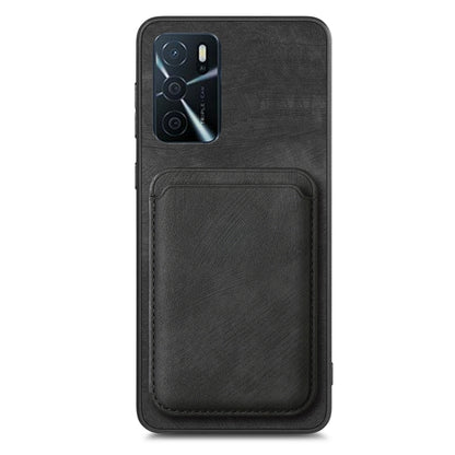For OPPO Reno7 4G Retro Leather Card Bag Magnetic Phone Case(Black) by buy2fix