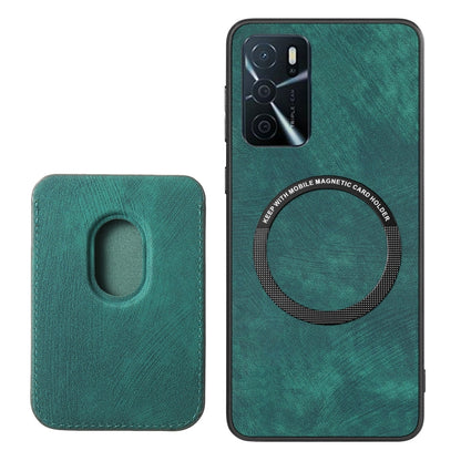 For OPPO Reno7 5G Retro Leather Card Bag Magnetic Phone Case(Green) by buy2fix