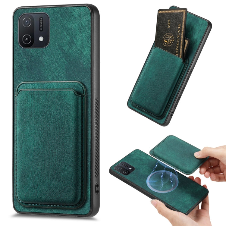 For OPPO A16K Retro Leather Card Bag Magnetic Phone Case(Green) by buy2fix