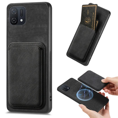 For OPPO A16K Retro Leather Card Bag Magnetic Phone Case(Black) by buy2fix