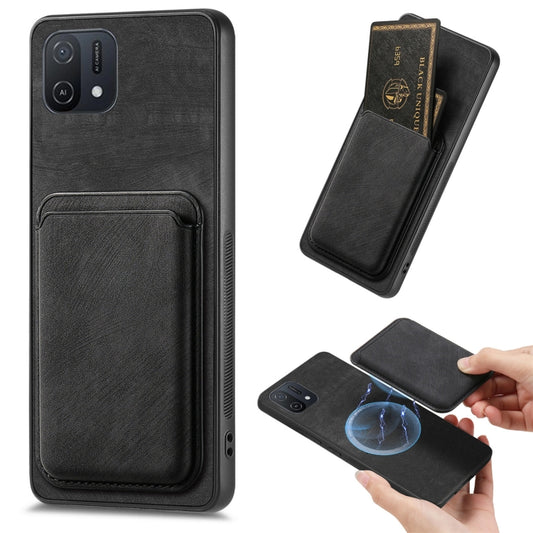 For OPPO A16K Retro Leather Card Bag Magnetic Phone Case(Black) by buy2fix